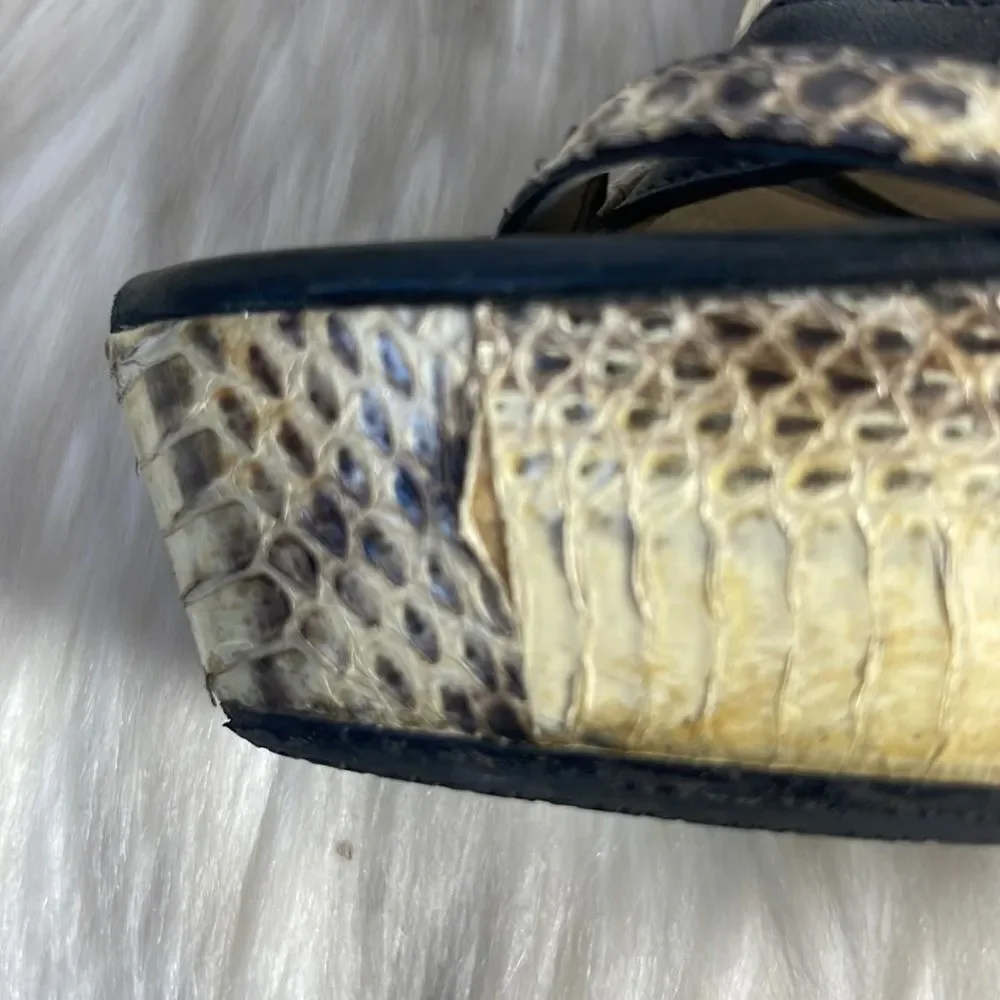 Kors Michael Kors Python /Black Strappy Sandals‎ Sz 7